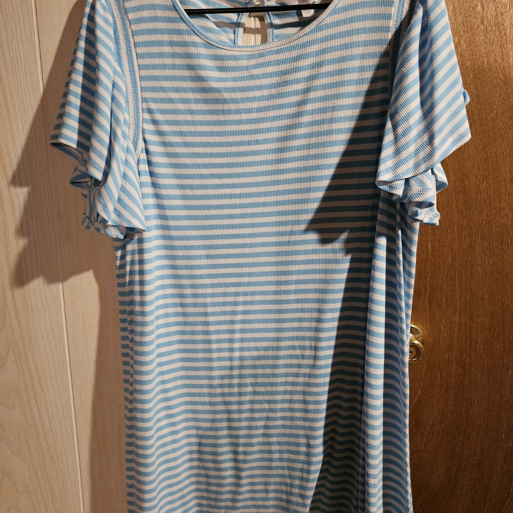Blue and White Striped Dress